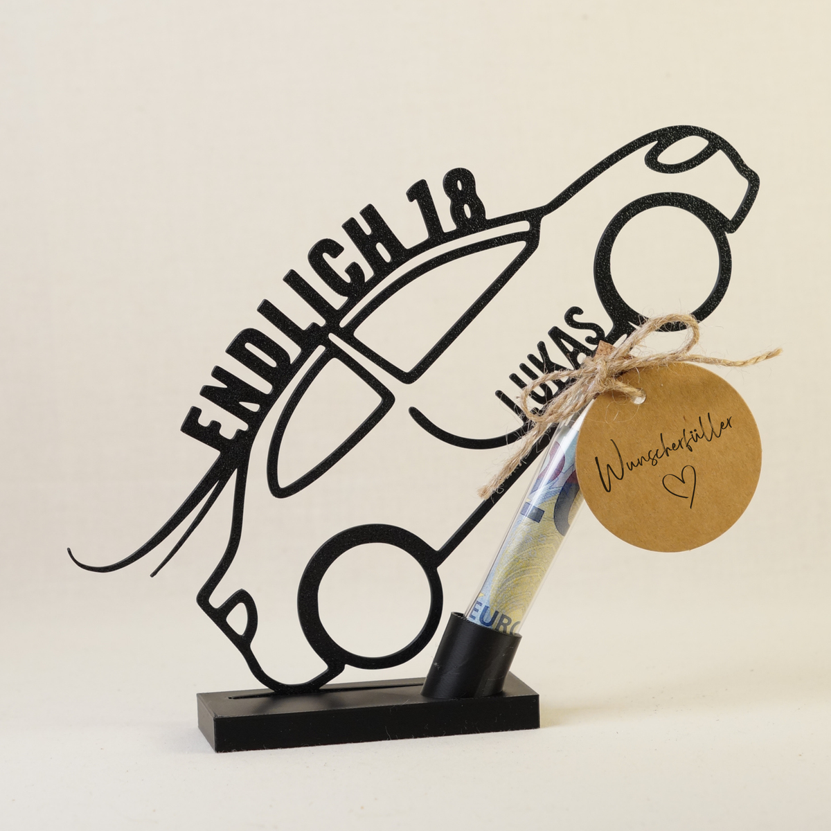 Geldgeschenk zum 18. Geburtstag - Auto mit Name