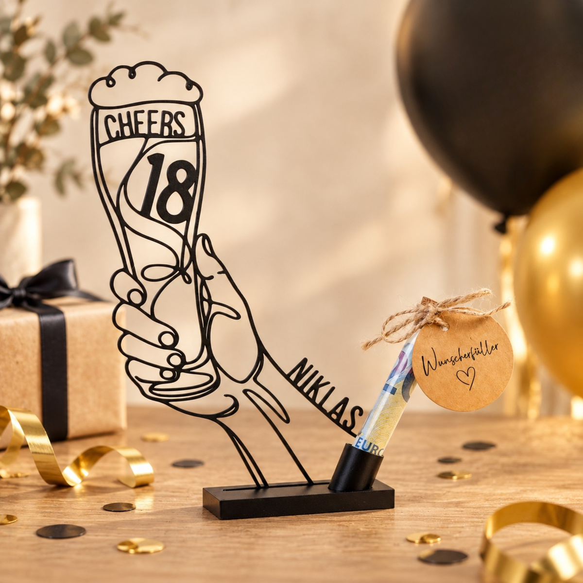 Personalisiertes Geschenk zum 18. Geburtstag, Bierglas mit Name und Alter