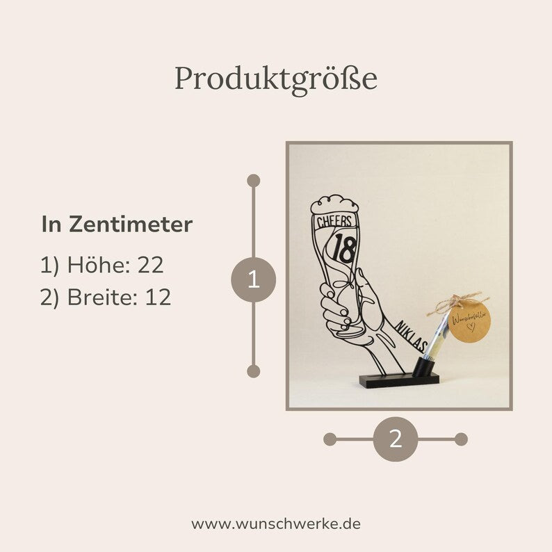Geldgeschenk zum 18. Geburtstag - Bierglas „Cheers 18“