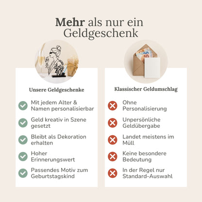 Geldgeschenk für Frauen - Frau mit Dutt und Cocktail