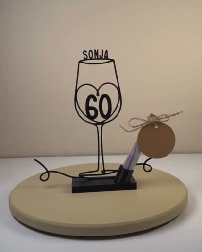 Geldgeschenk zum Geburtstag, Weinglas mit Schweif